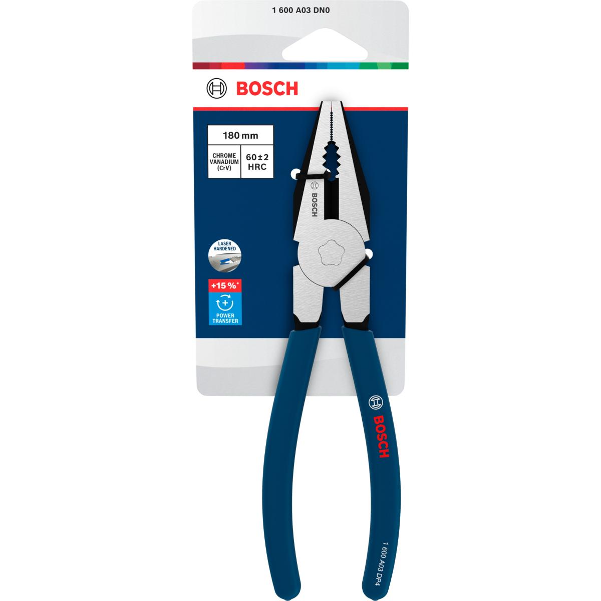 Bosch Kombinationszange, tauchbeschichteter, rutschfester Griff, 180 mm