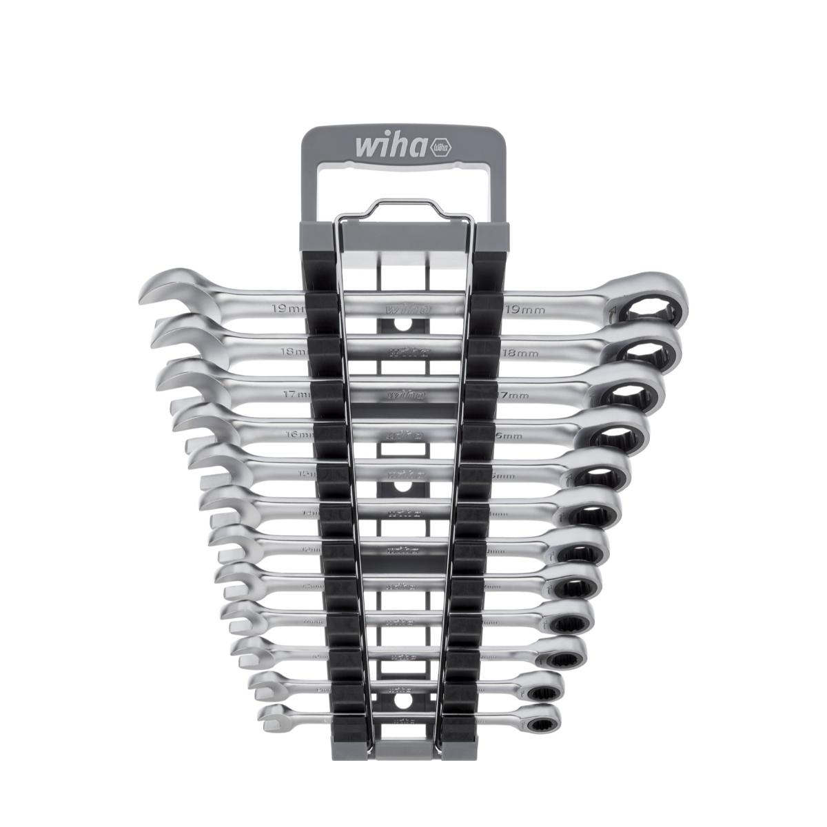 Wiha Ringratschen-Gabelschlüssel Set 12-teilges Set in Halter