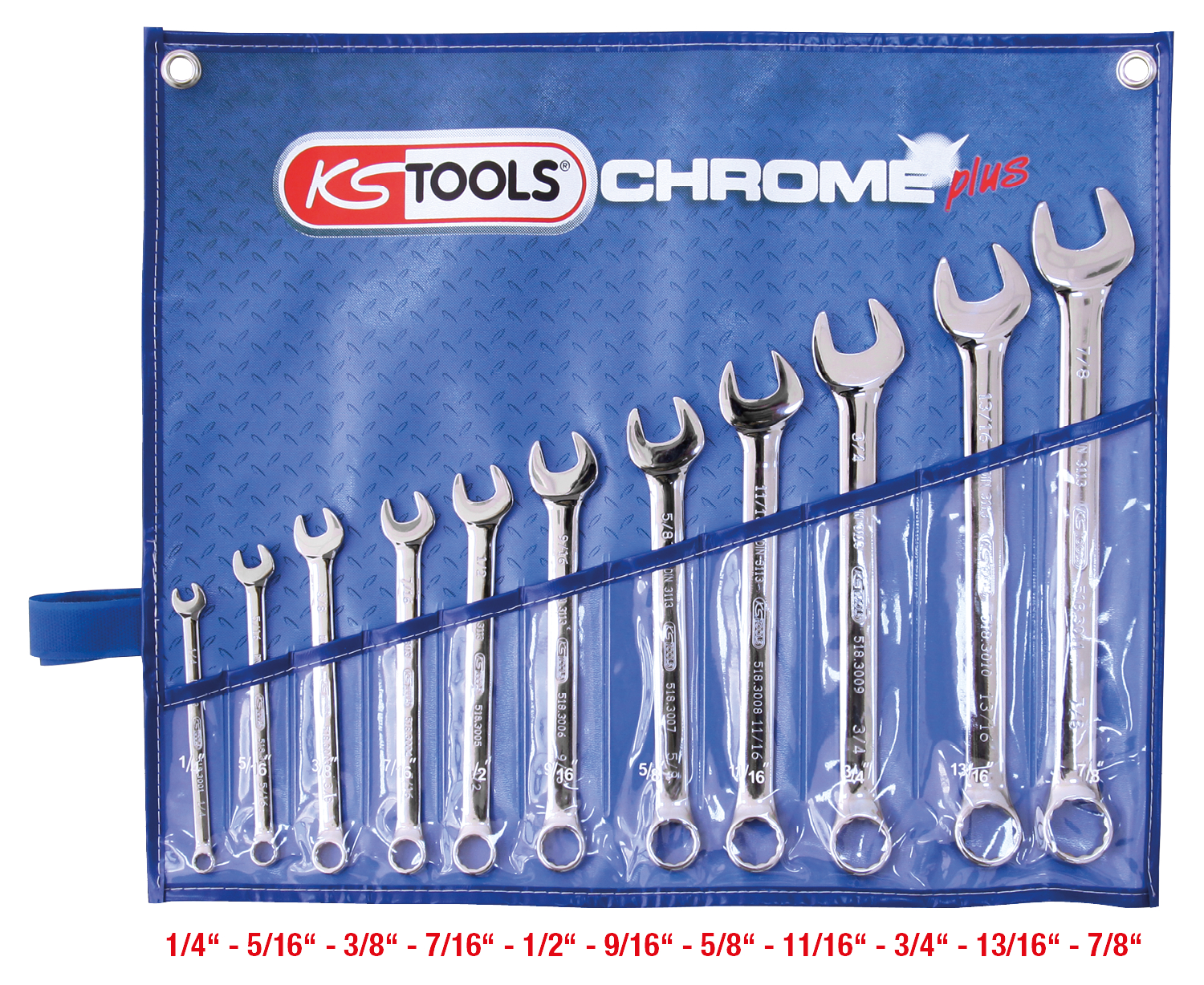 KS Tools CHROMEplus Ringmaulschlüssel-Satz, abgewinkelt, 11-tlg Zoll