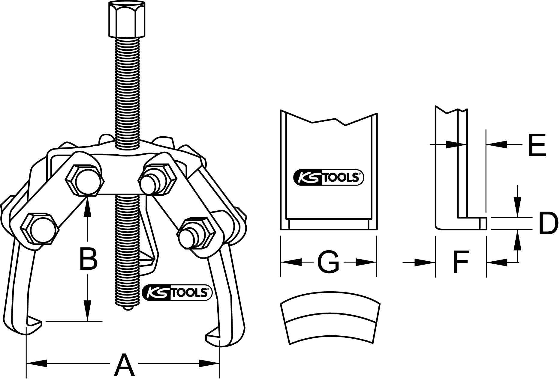 KS Tools Polklemmen-Abzieher 3-armig