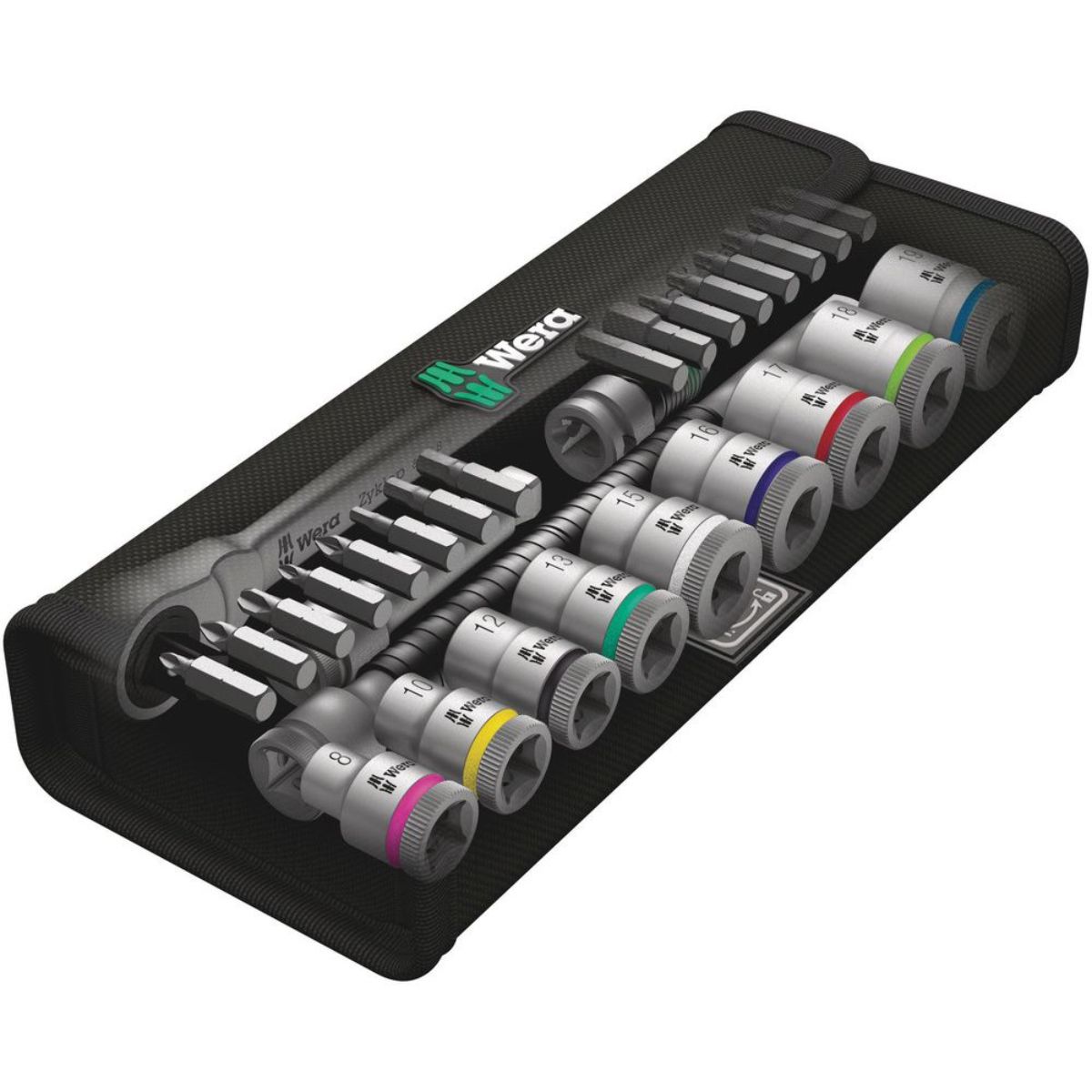 Wera 8100 SB 8 Zyklop Metal-Knarrensatz, Umschalthebel, 3/8"-Antrieb, metrisch, 29-teilig