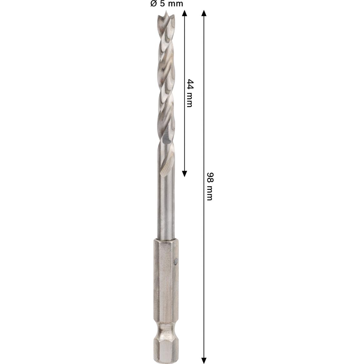 Bosch PRO Wood HSS-Holzspiralbohrer, 5x44x98 mm