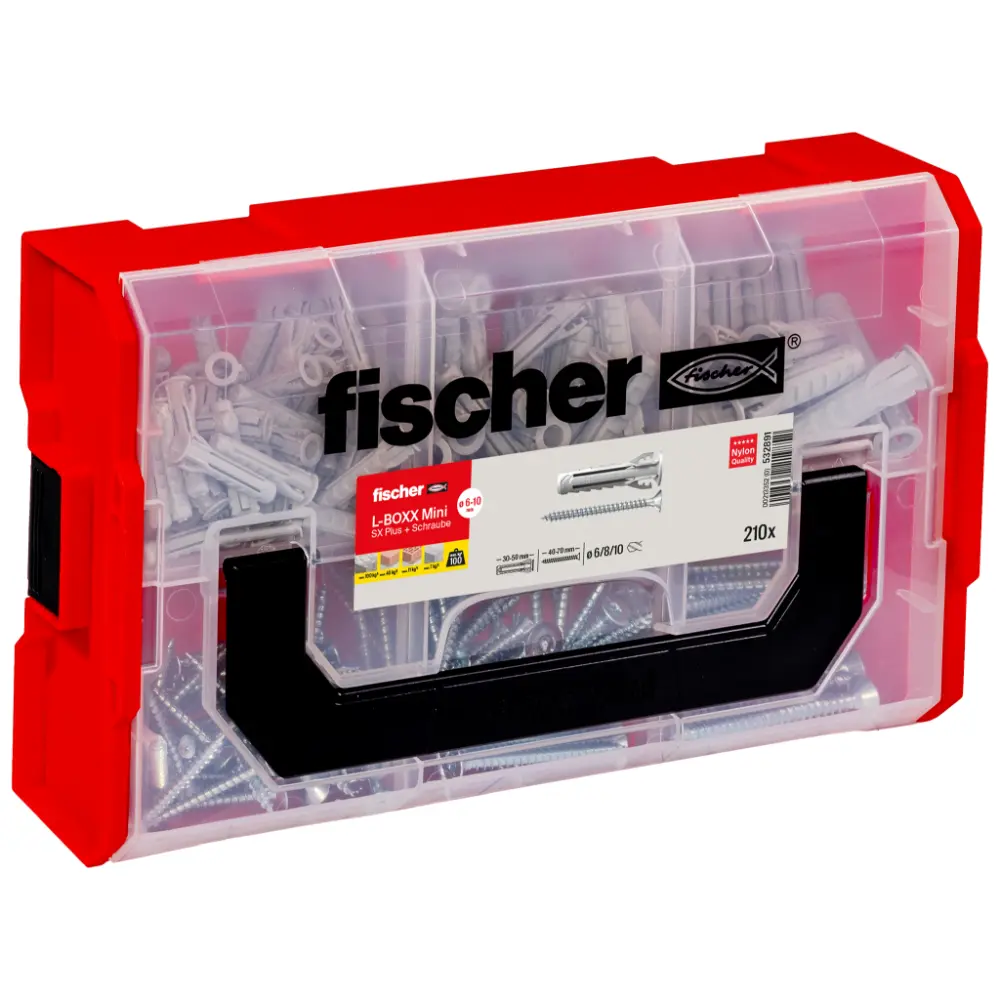 Fischer Dübelsortiment L-BOXX mini SX Plus + Schraube (210 Teile)