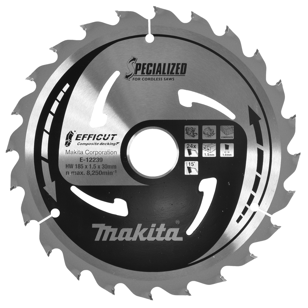 Makita Sägeblatt 185x1,5x30, 24Z EFFICUT, WPC/Holz - E-12239