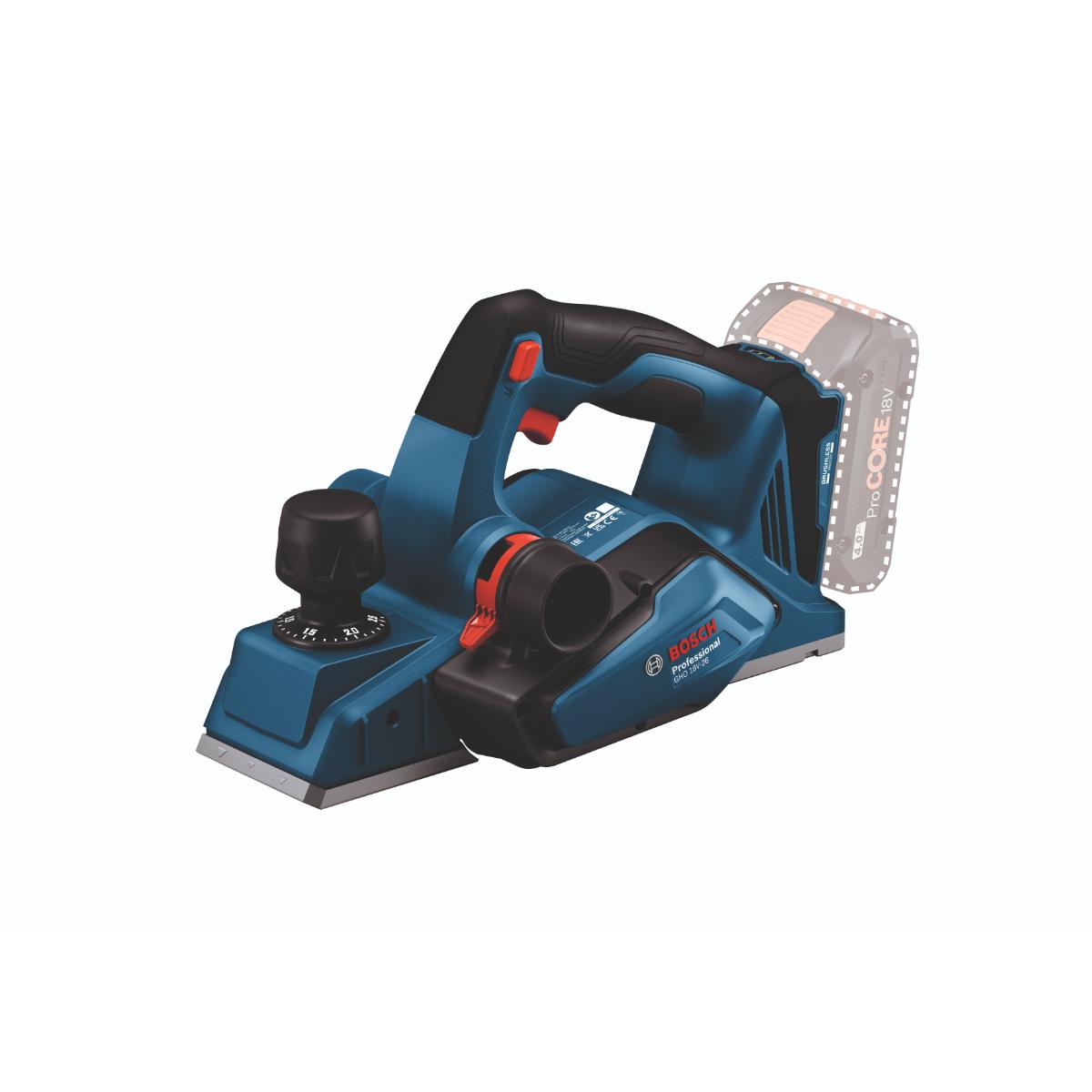 Bosch Akku-Hobel GHO 18V-26 inkl. Staubabsaugung Zubehör 