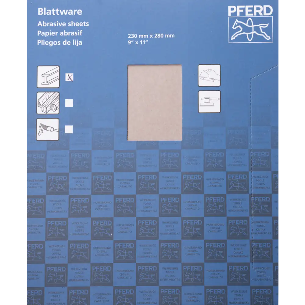PFERD TOOLS Universal Papier Schleifbogen Korund 230x280mm BP ECO AC A400 mit Antihaftbeschichtung