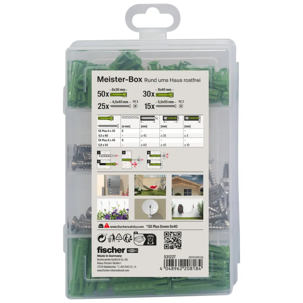 Fischer Meister-Box Rund ums Haus rostfrei + Schraube (120 Teile)
