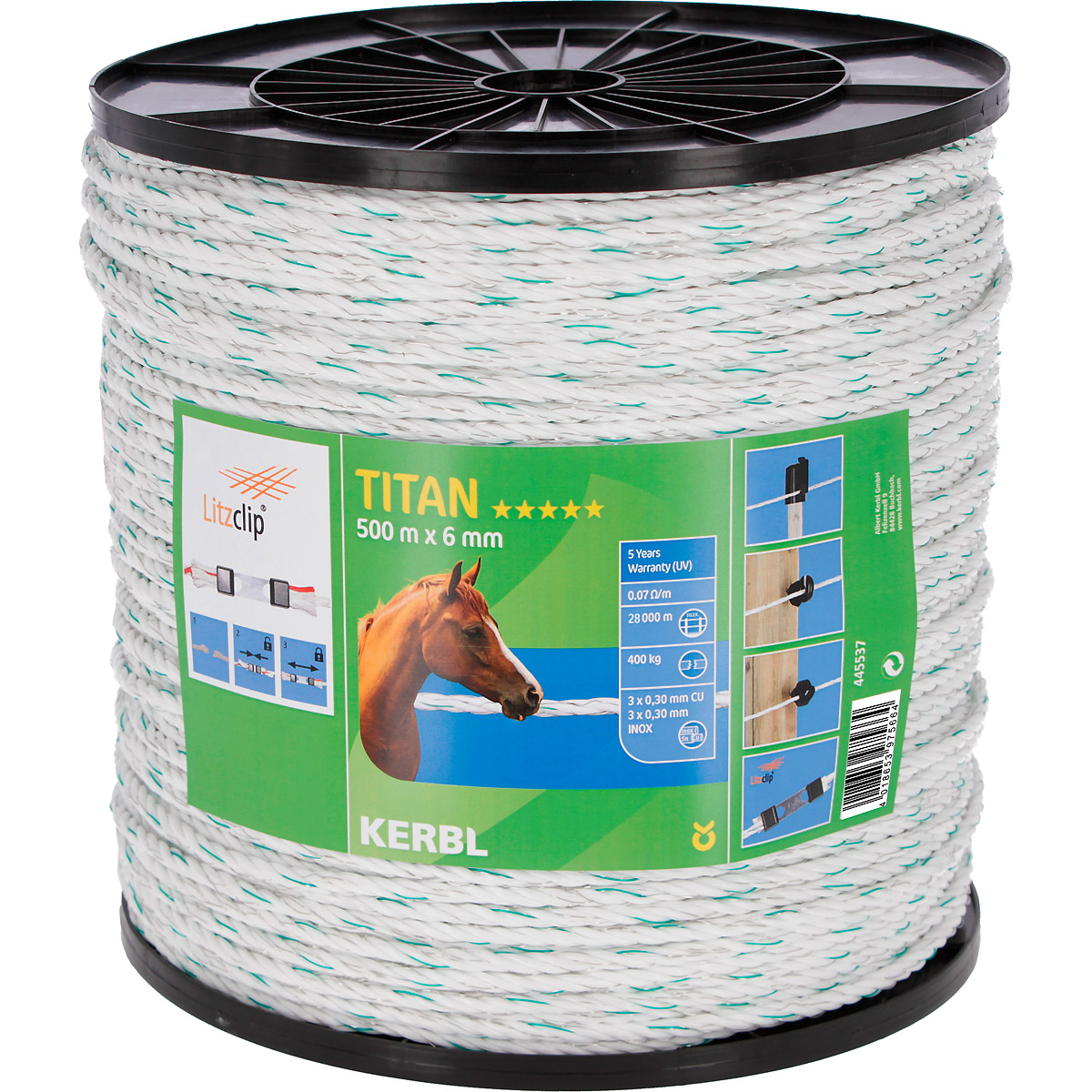 Kerbl TITAN Elektroseil 500m,6mm 3x Cu 0,30 + 3x Ni 0,30