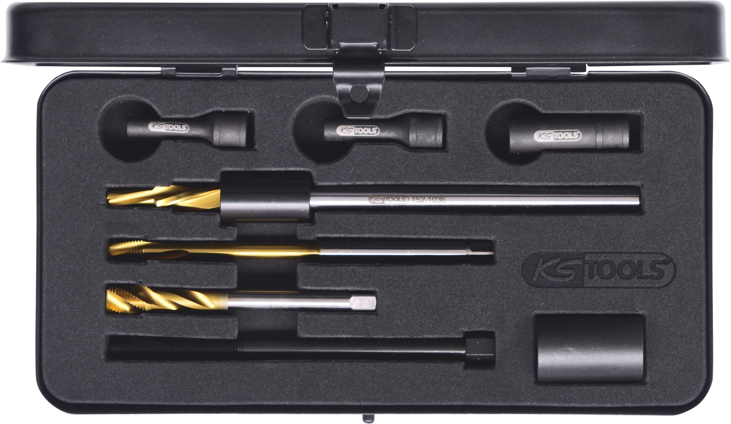 KS Tools Universal Glühkerzen-Ausbohrsatz M10 x 1, 8-tlg