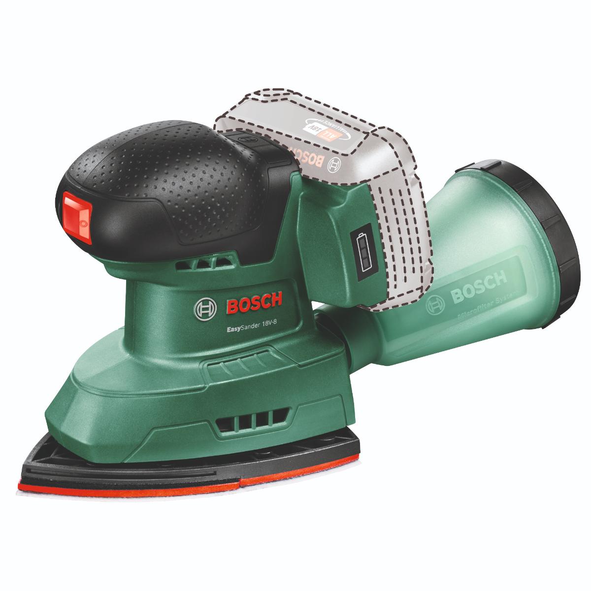 Bosch Akku-Multischleifer EasySander 18V-8, 1 x Akku PBA 18V 2.0Ah