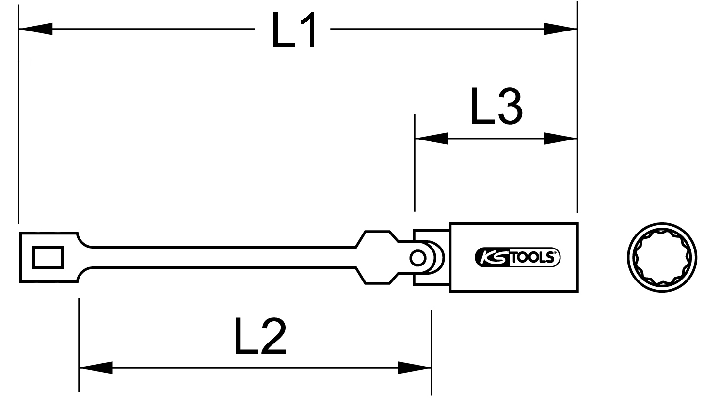 KS Tools 3/8" Zündkerzen-Stecknuss mit Gelenk, lang