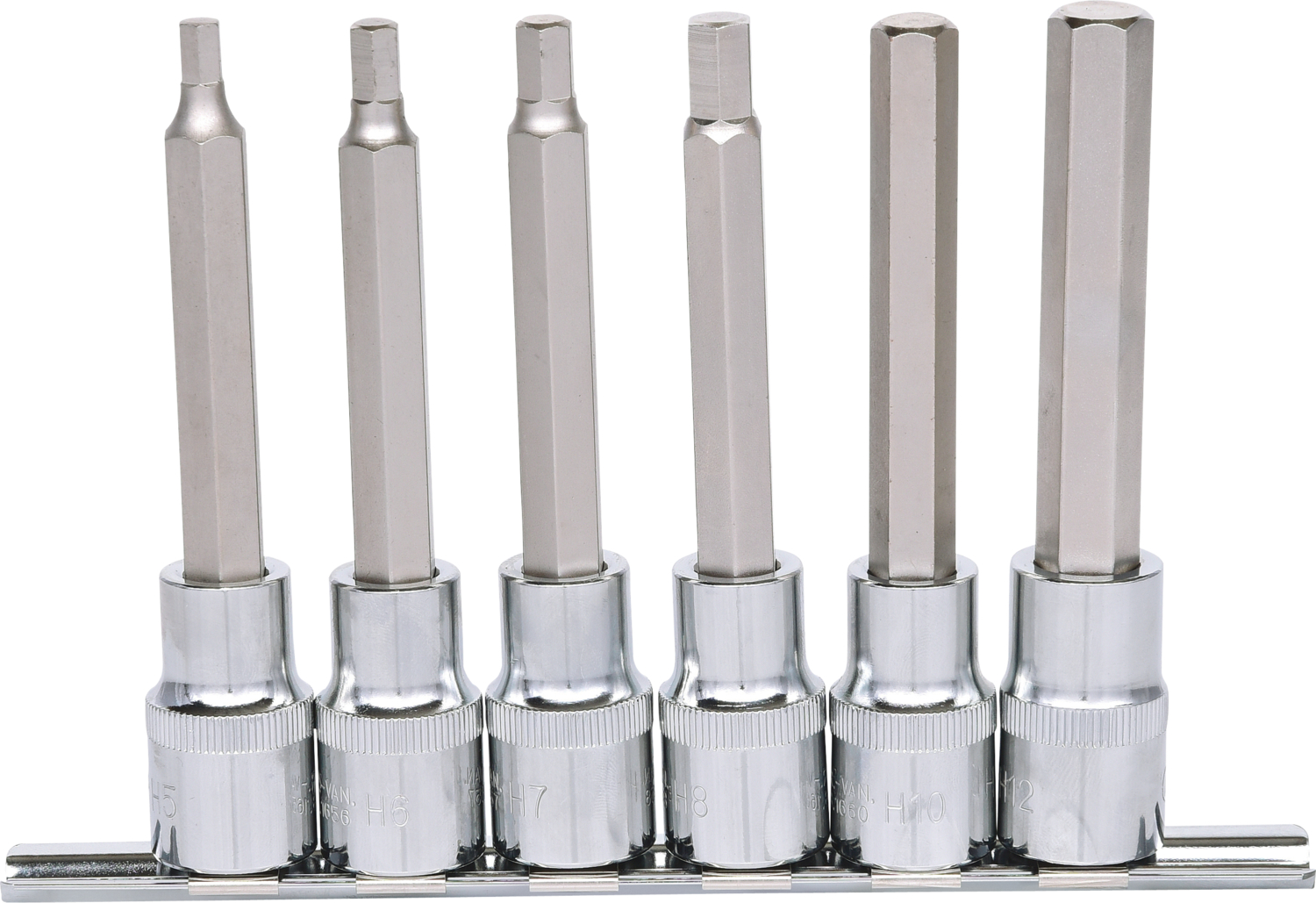 KS Tools 1/2" CHROMEplus Bit-Stecknuss-Satz Innensechskant, 6-tlg 5-12mm,lang