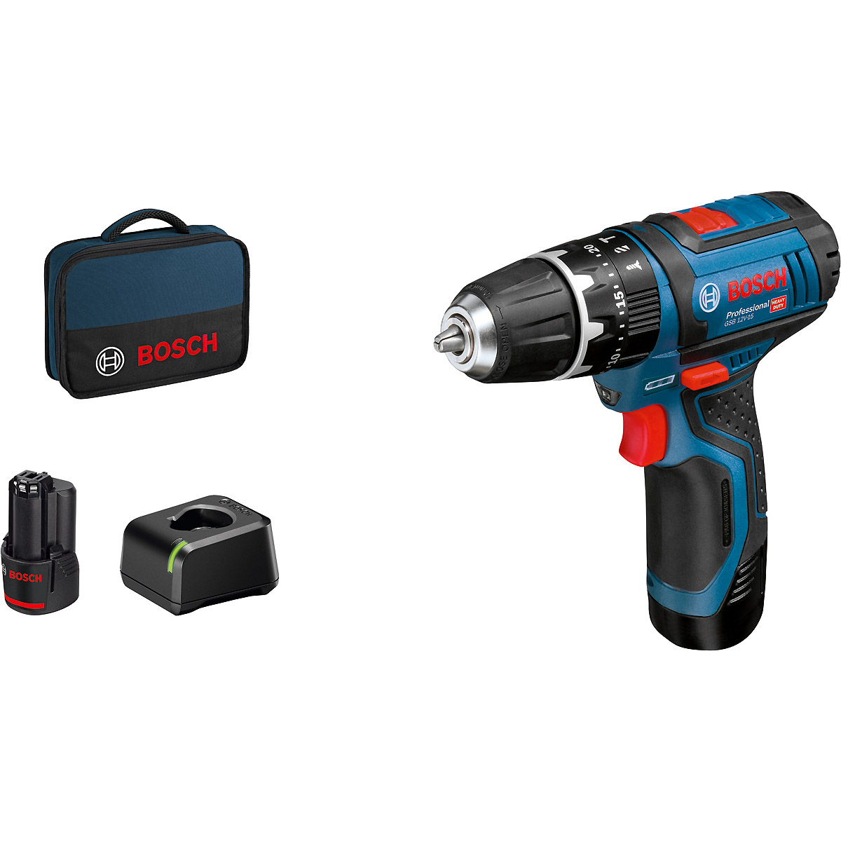 Bosch Akku-Schlagbohrschrauber GSB 12V-15, mit 2 x 2.0 Ah Li-Ion Akku