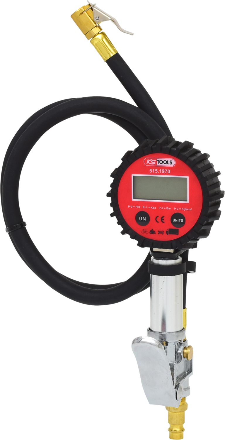 KS Tools Digitaler Druckluft-Reifenfüllmesser,0-14bar