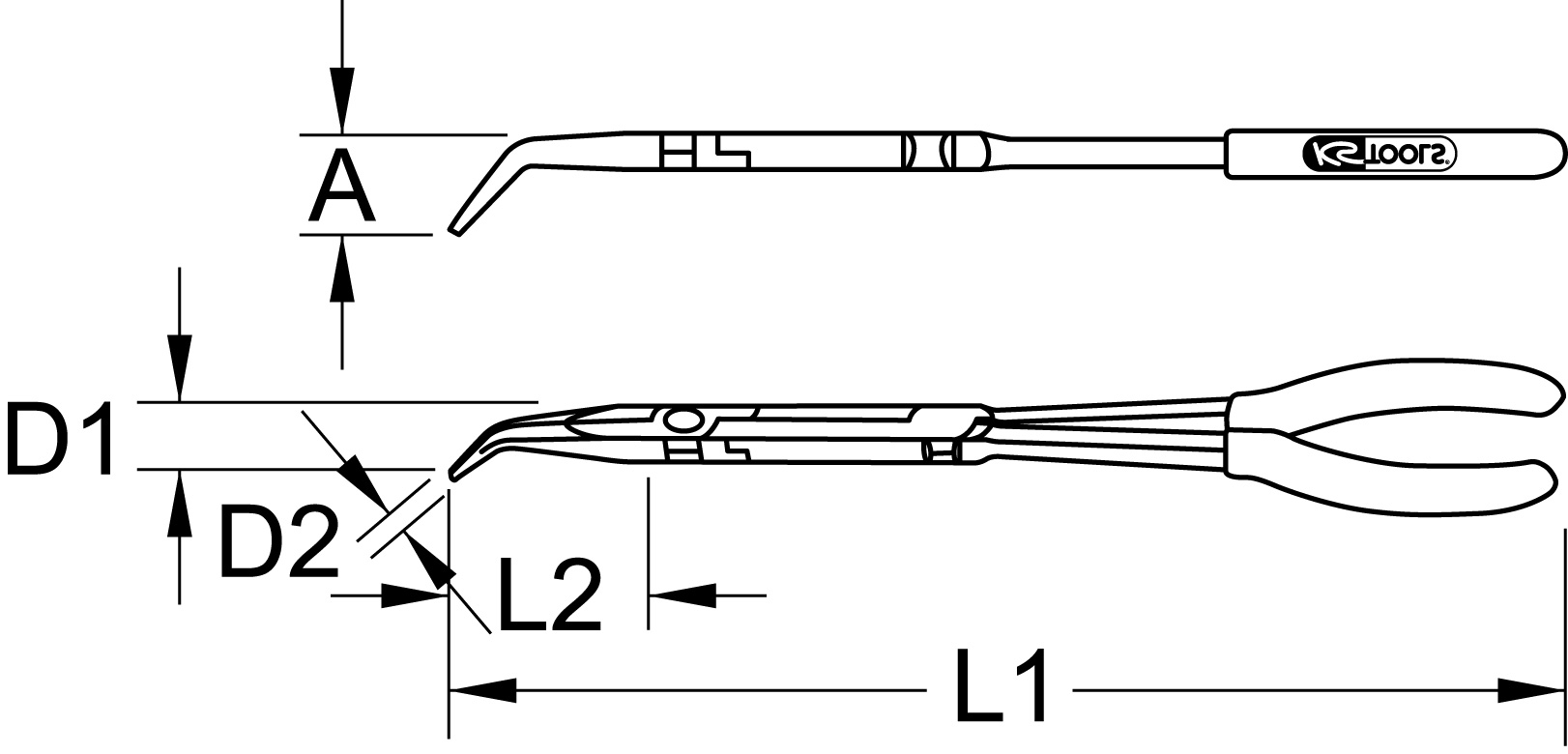 KS Tools Doppelgelenk-Flachrundzange, 45° gebogen, XL