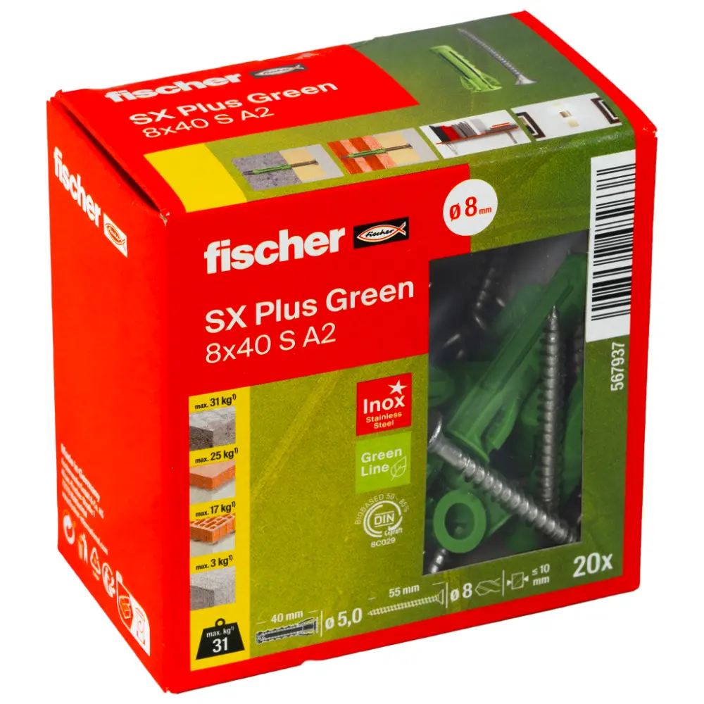 Fischer Spreizdübel SX Plus Green 8x40 S A2