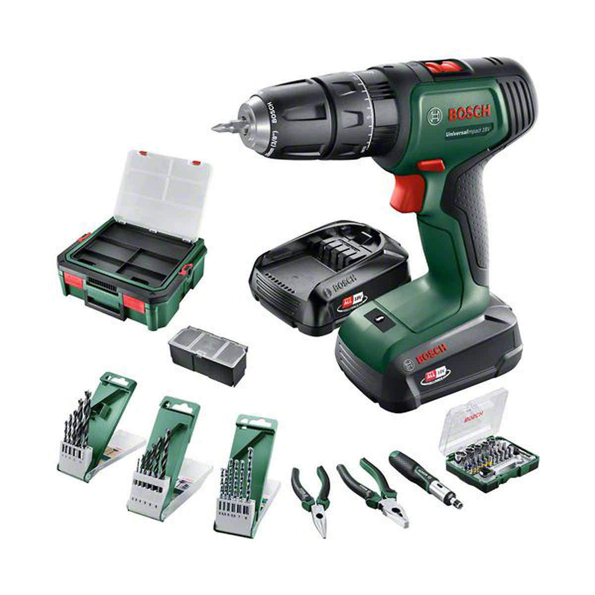 Bosch Akku-Zweigang-Schlagbohrschrauber UniversalImpact 18V + SystemBox 2