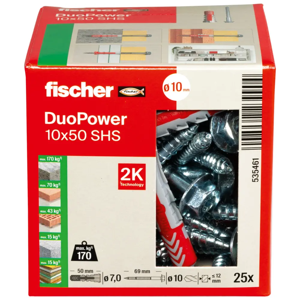 Fischer Universaldübel DuoPower 10x50 S mit Schraube