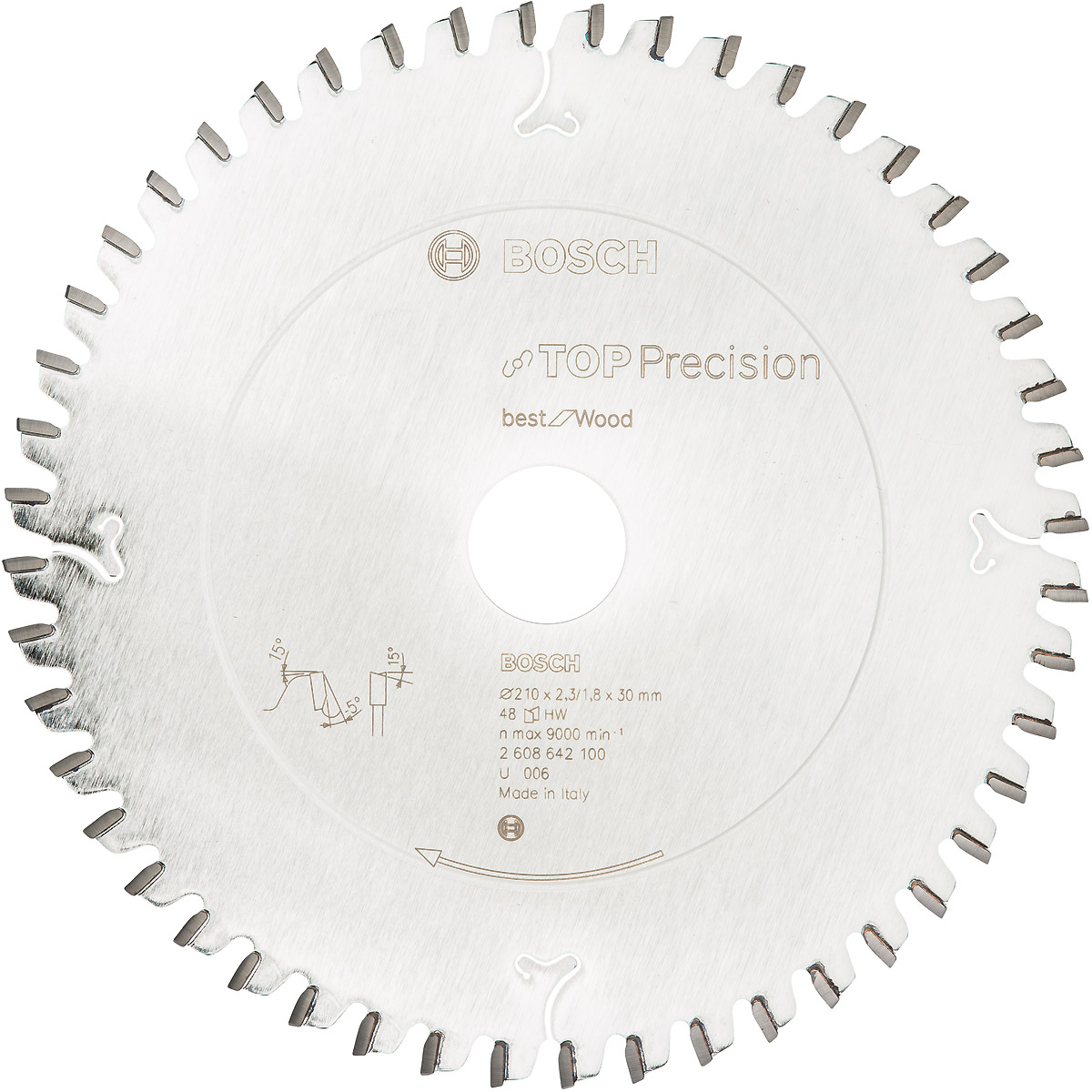 Bosch Kreissägeblatt Top Precision Best for Wood, 210 x 30 x 2,3mm, 48 Zähne