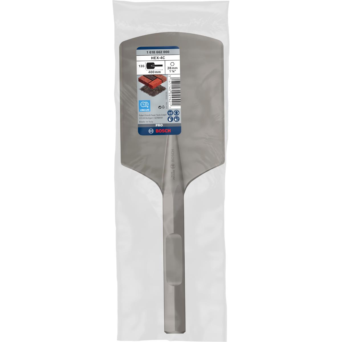 Bosch PRO Spatmeißel mit 28-mm-Sechskantaufnahme, abgerundet, 400 x 135 mm