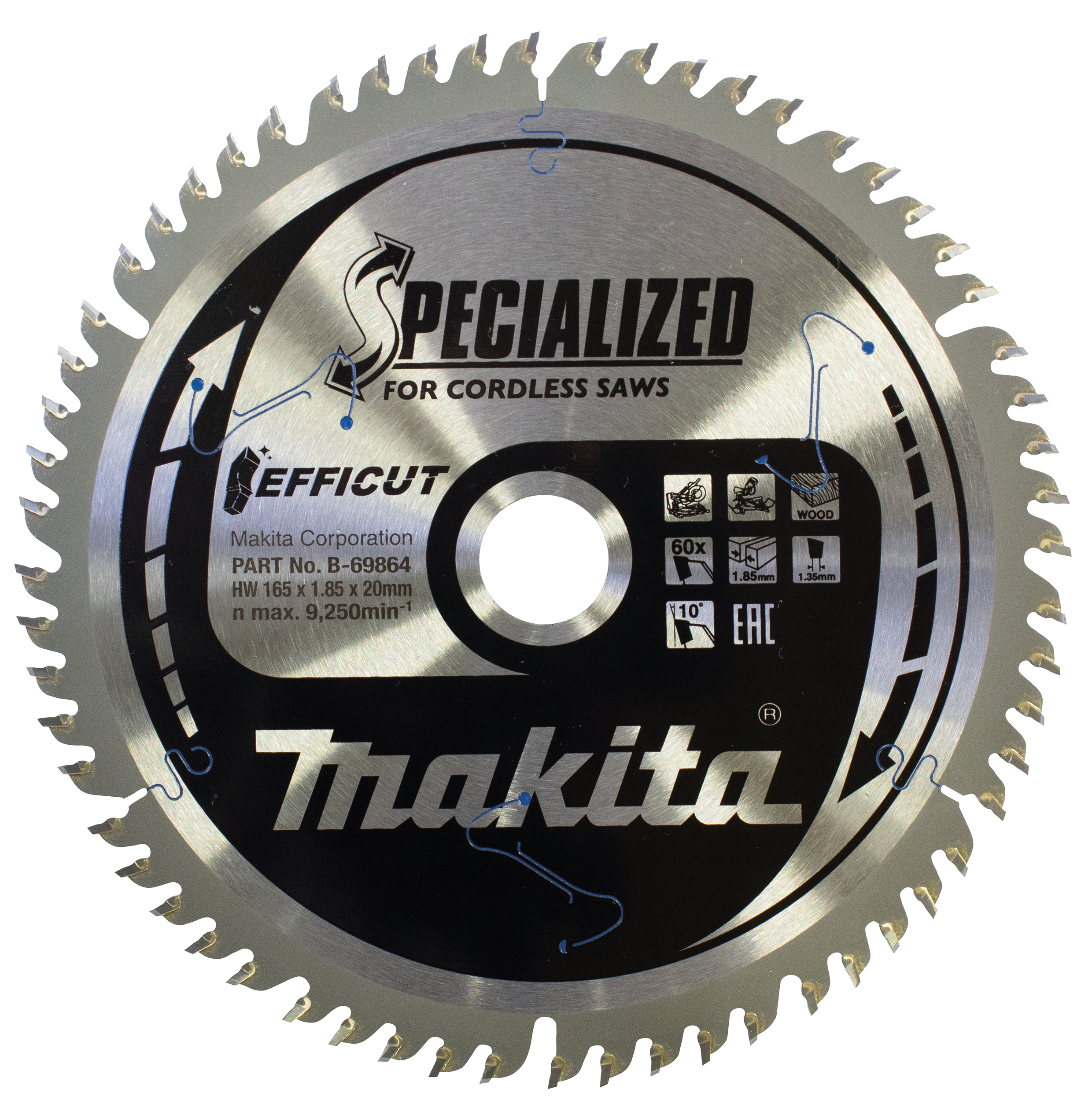 Makita Sägeblatt 165x1,85x20, 60Z EFFICUT, Holz - B-69864