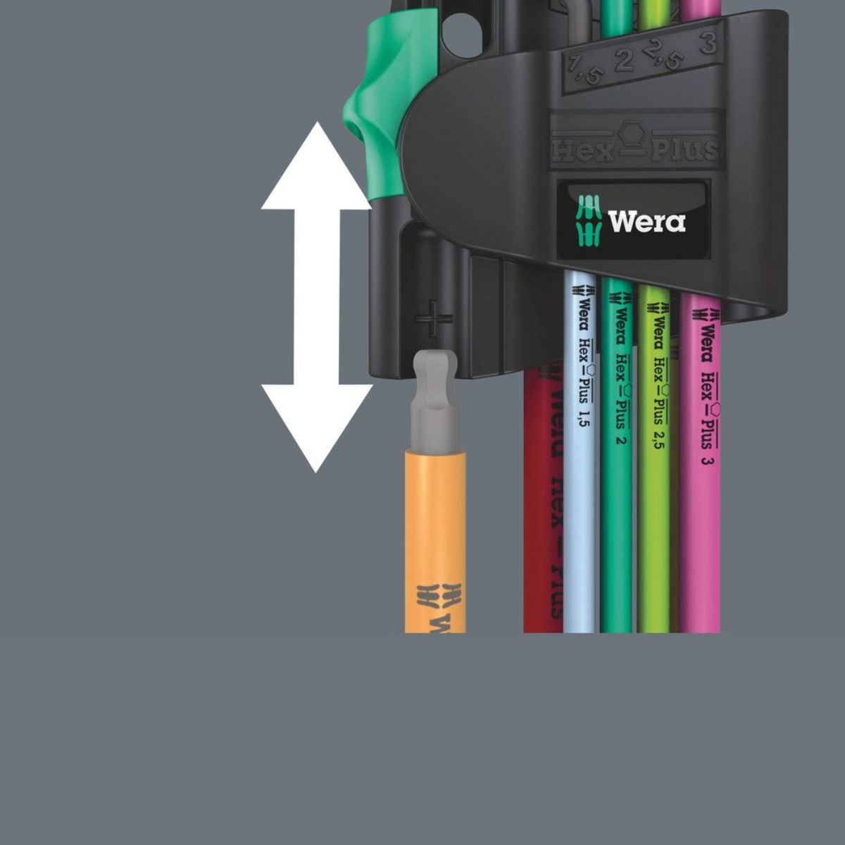 Wera 950/7 Hex-Plus Multicolour Magnet 1 Winkelschlüsselsatz, metrisch, BlackLaser, 7-teilig