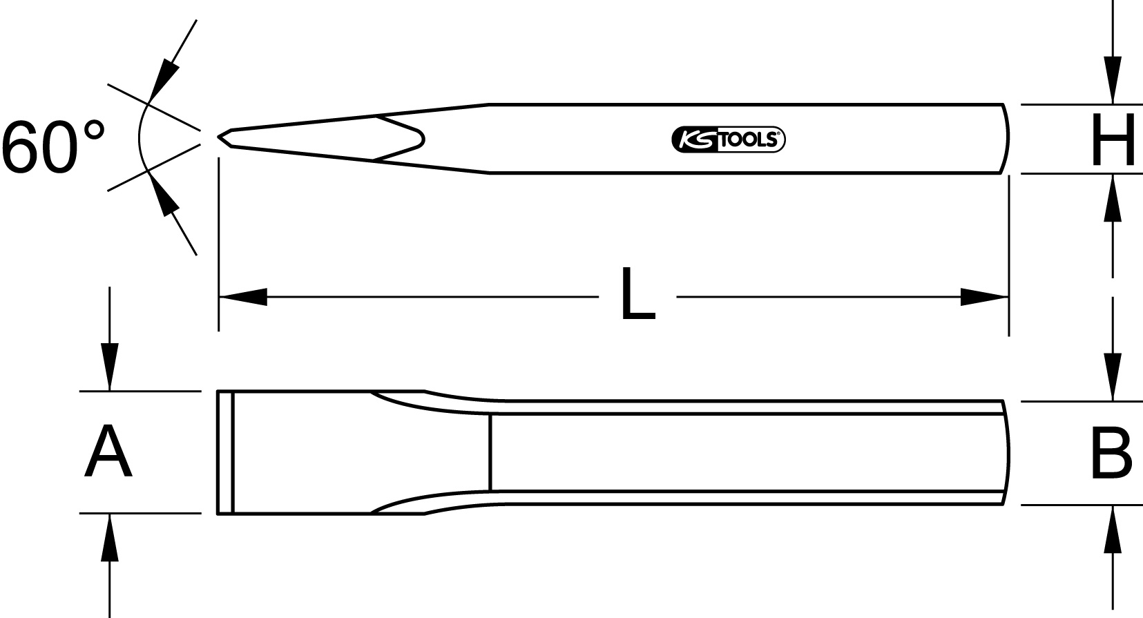KS Tools Flachmeißel, oval