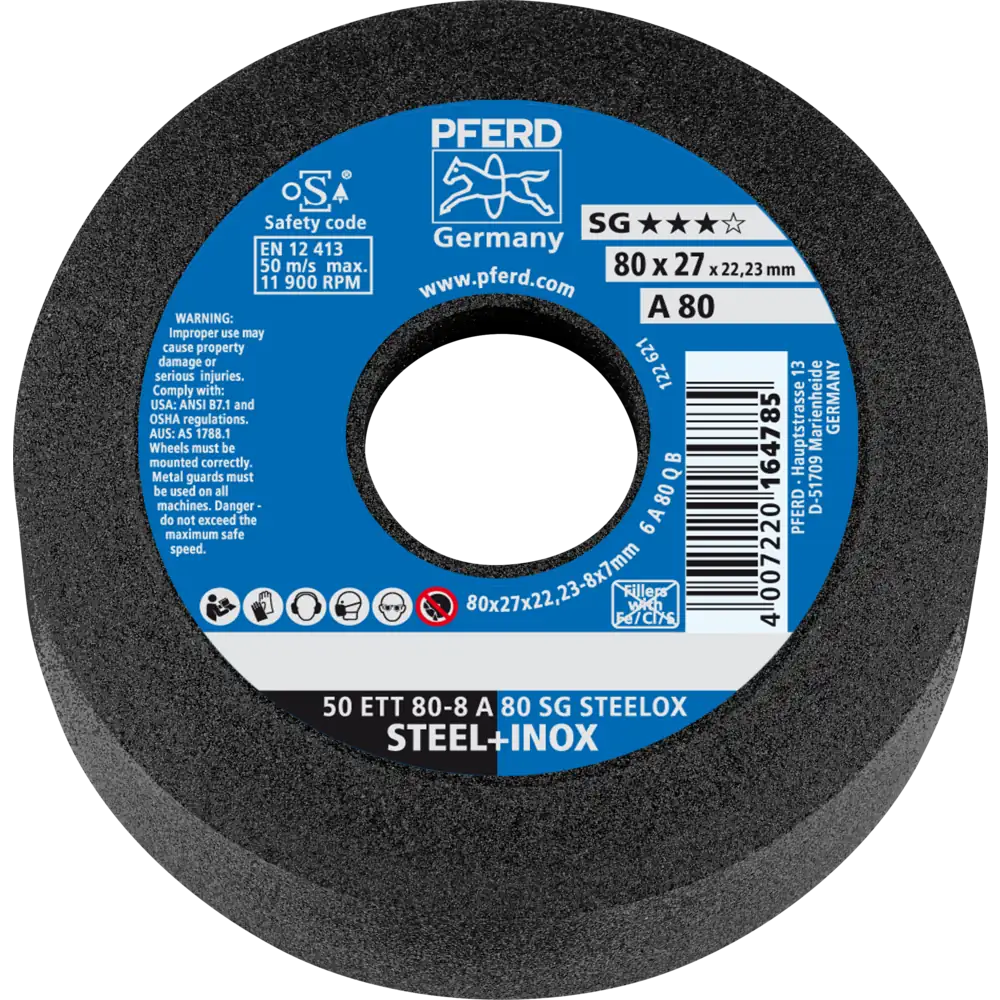 PFERD TOOLS Schleiftopf ETT Leistungslinie SG STEELOX für Stahl/Edelstahl