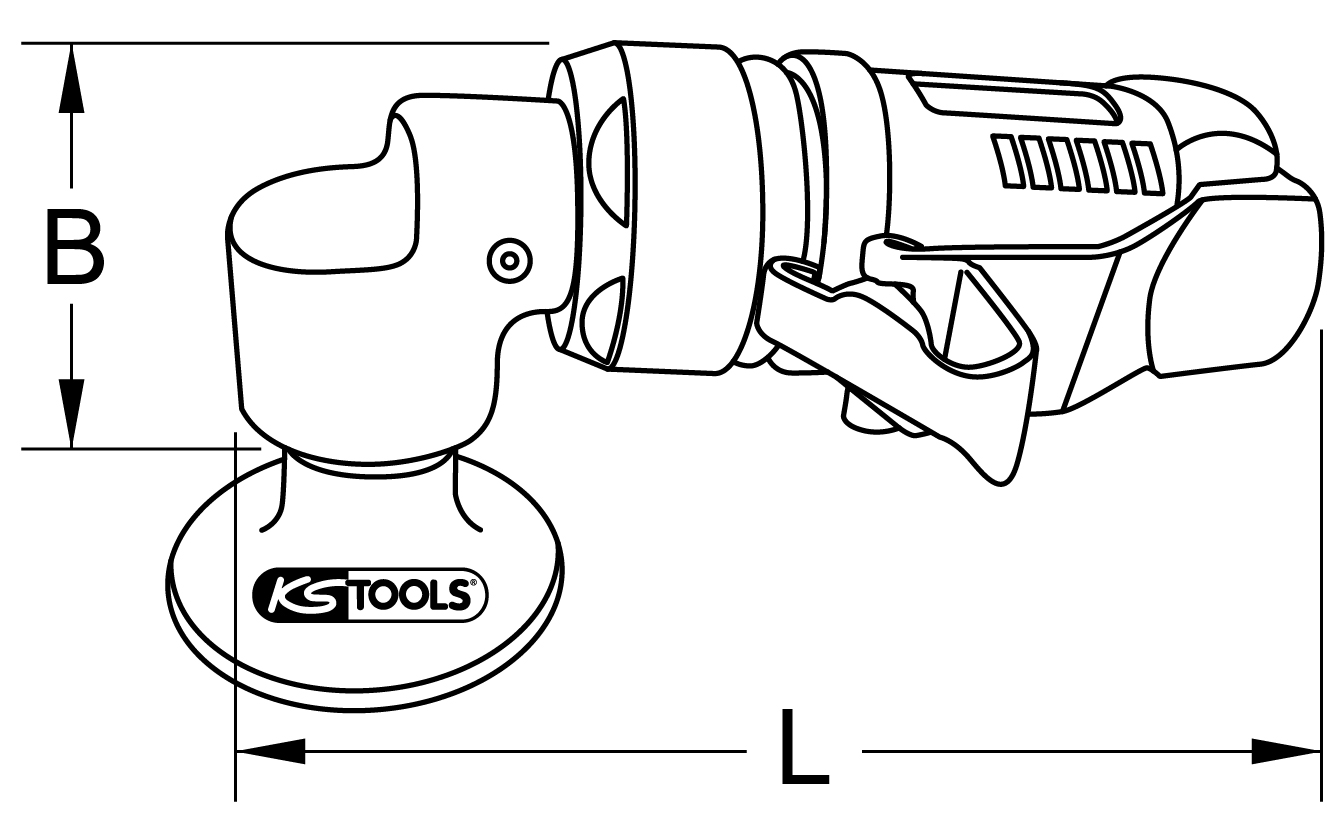 KS Tools SlimPOWER Mini-Druckluft-Schleifmaschine für große Pads, 19000 U-min