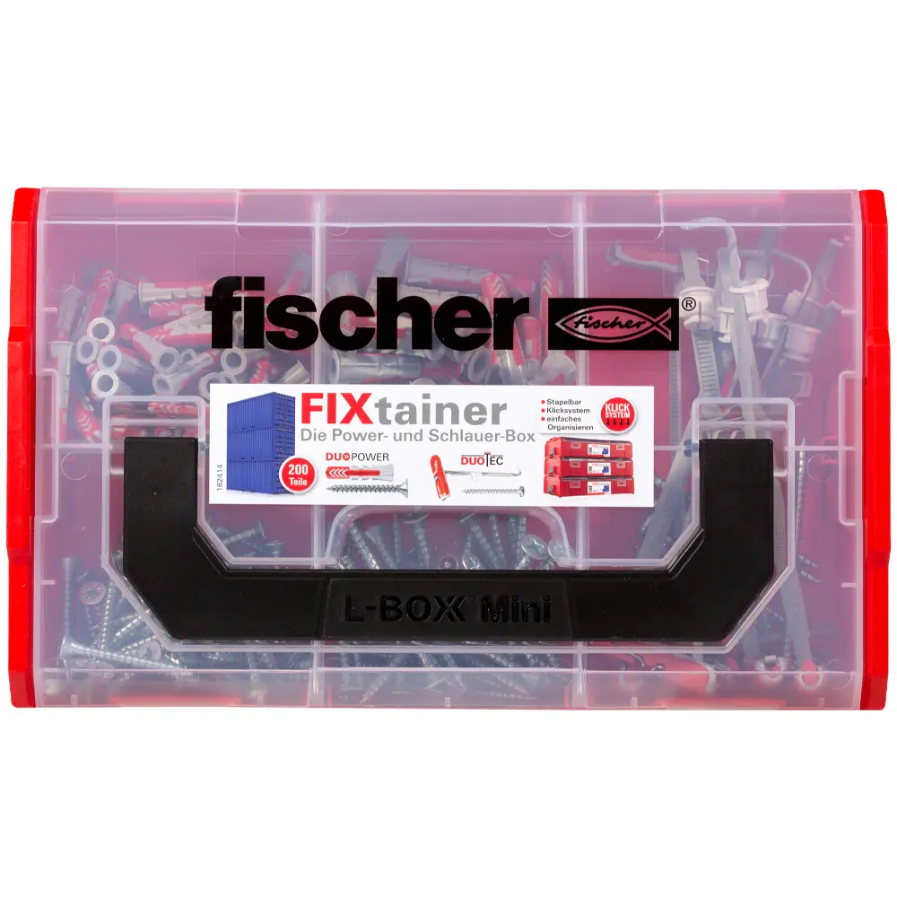 Fischer Dübelsortiment FixTainer - DuoPower / DuoTec + Schraube 200 Teile