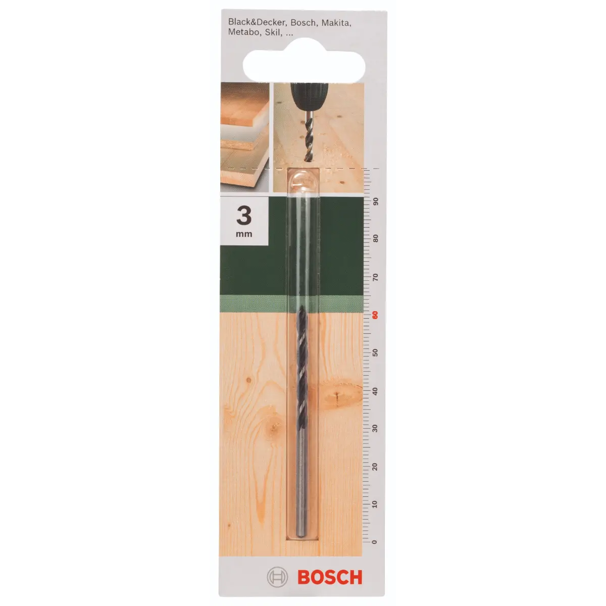 Bosch Holzspiralbohrer D= 3,0 mm, L= 60 mm