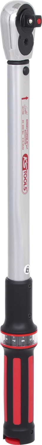 KS Tools 1/2" ERGOTORQUE®precision Ratschen-Drehmomentschlüssel, 40-200Nm, rot