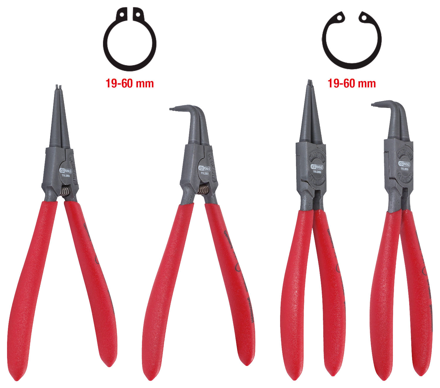 KS Tools Sicherungszangen-Satz, 19-60 mm, 4-tlg