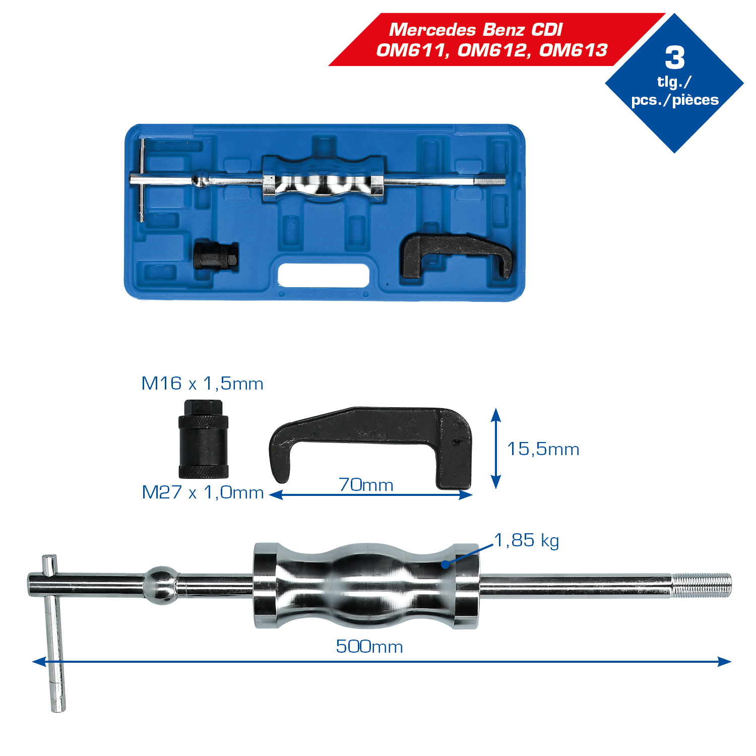 Brilliant Tools Injektor-Auszieher-Satz, 3-tlg - BT551100