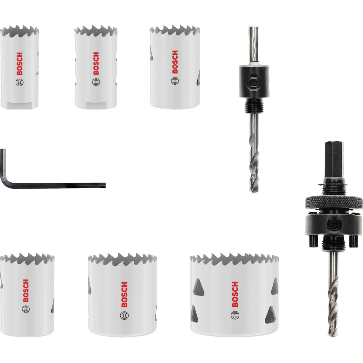 Bosch Multi Material Lochsägen mit Gewinde, 24, 27, 32, 35, 40, 52 x 40 mm, 9-teiliges Set