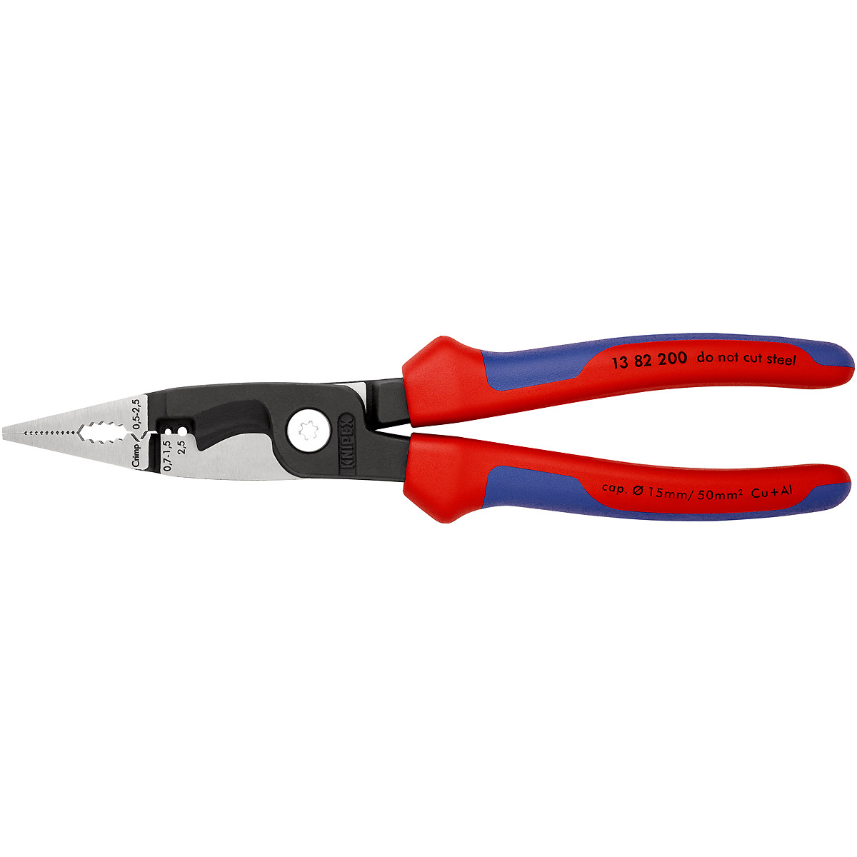 KNIPEX Elektro-Installationszange 200 mm schwarz atramentiert mit Mehrkomponenten-Hüllen poliert