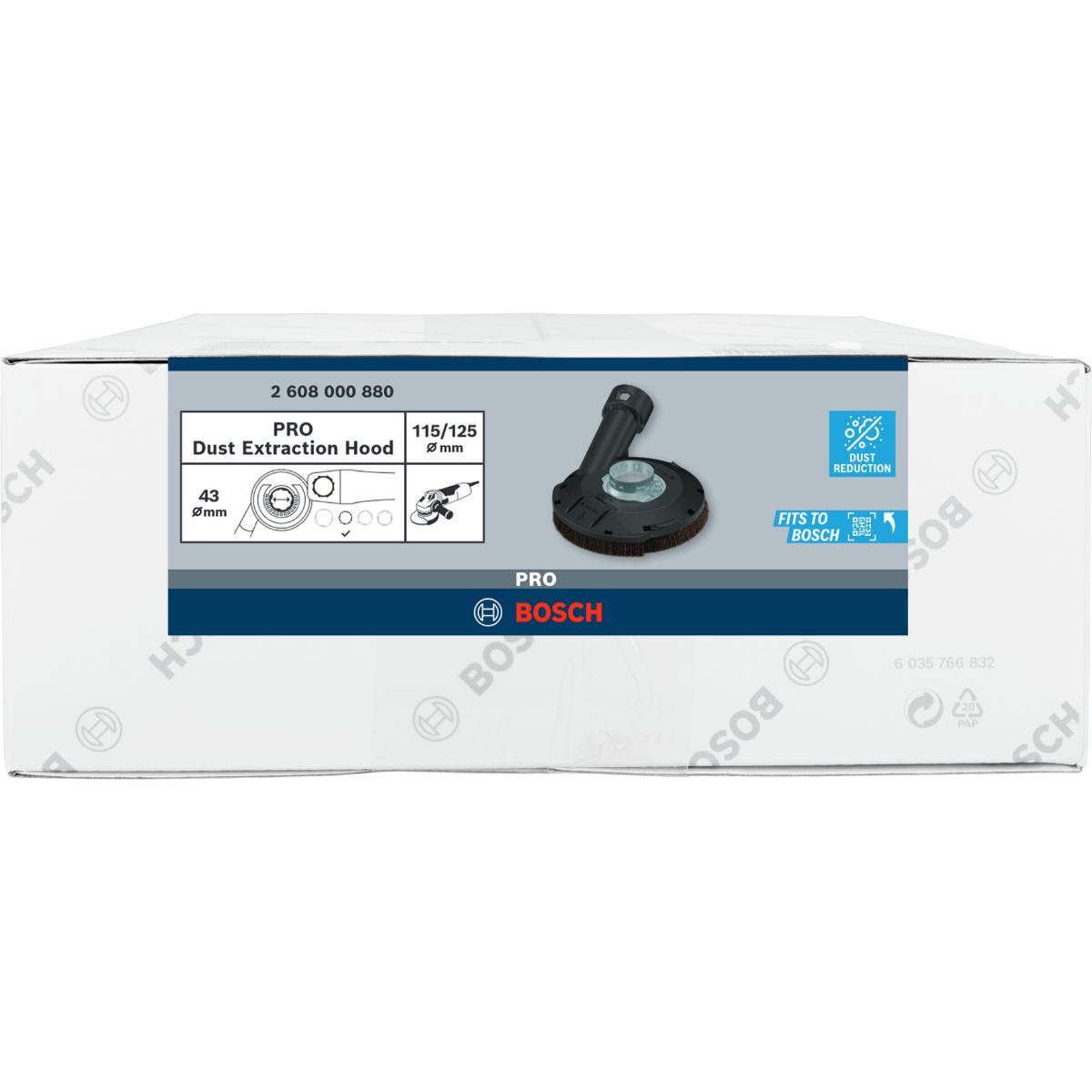 Bosch PRO Dust Extraction Hood für Winkelschleifer,ohne Schlüssel,klein,115/125 mm