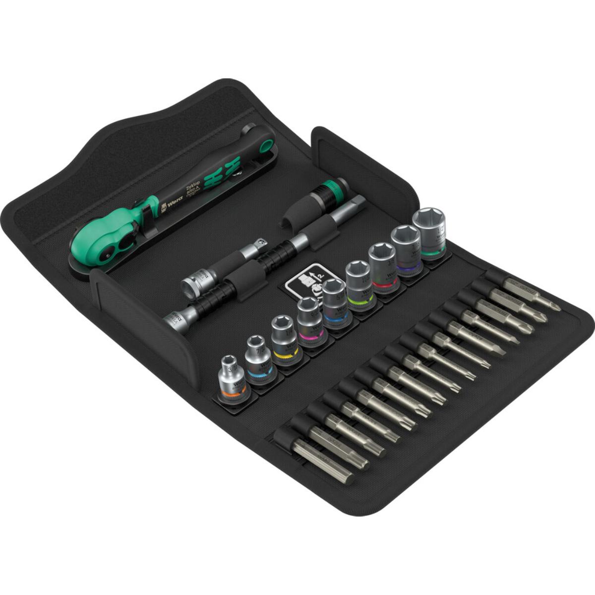 Wera 8100 SA 15 Zyklop Comfort Knarrensatz, Umschalthebel, 1/4"-Antrieb, zöllig , 28-teiliges Set