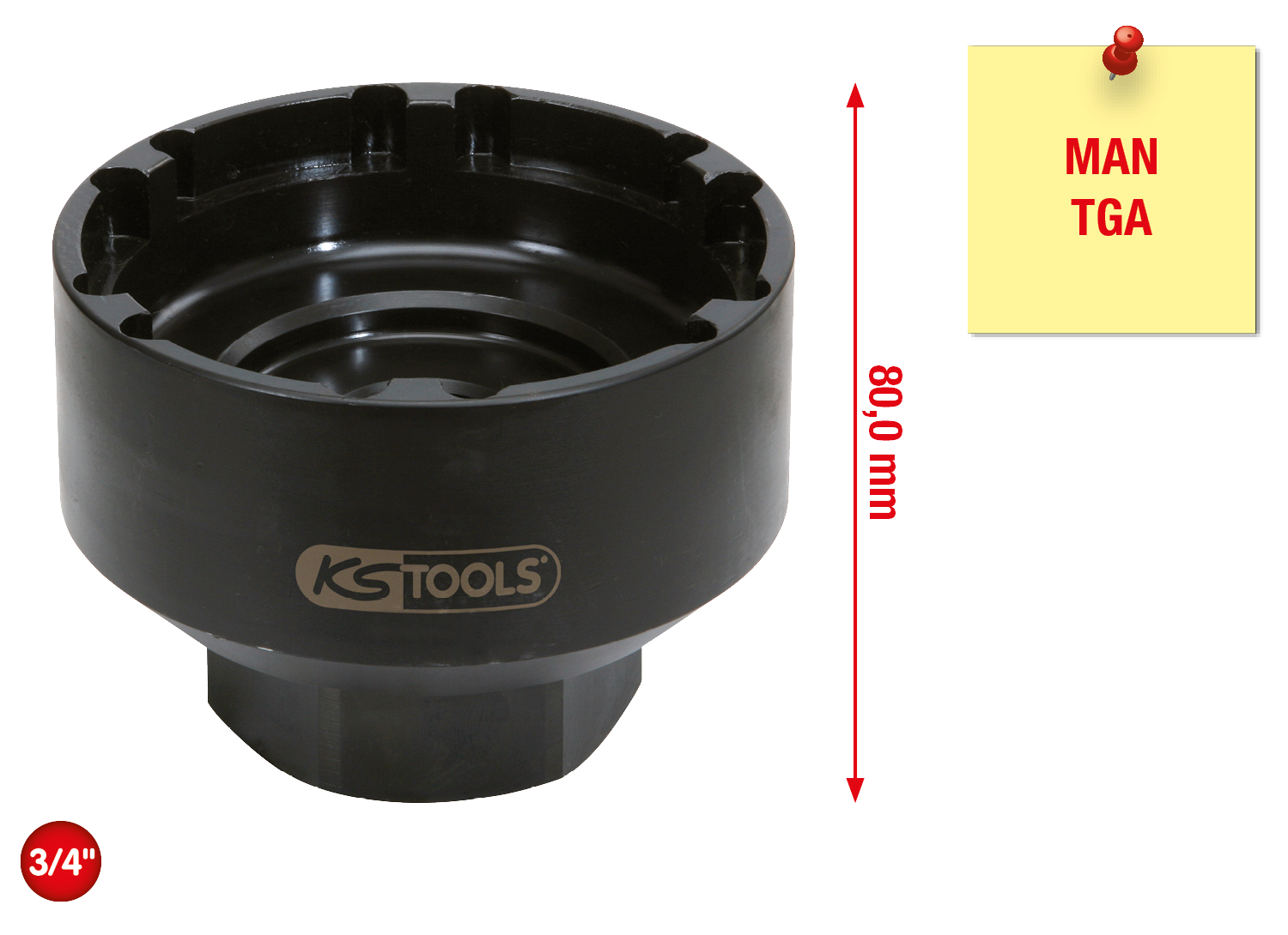 KS Tools 3/4" Nutmuttern-Schlüssel mit 6 Zapfen für MAN, 101/110mm