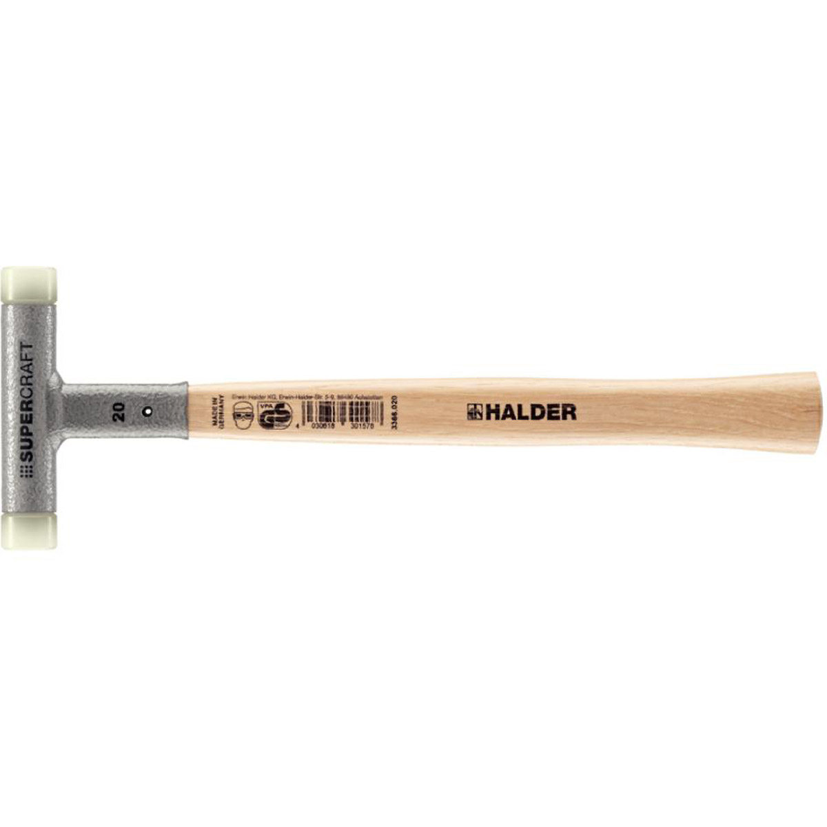 HALDER SUPERCRAFT - Schonhammer rückschlagfrei mit Hickorystiel, Nylon