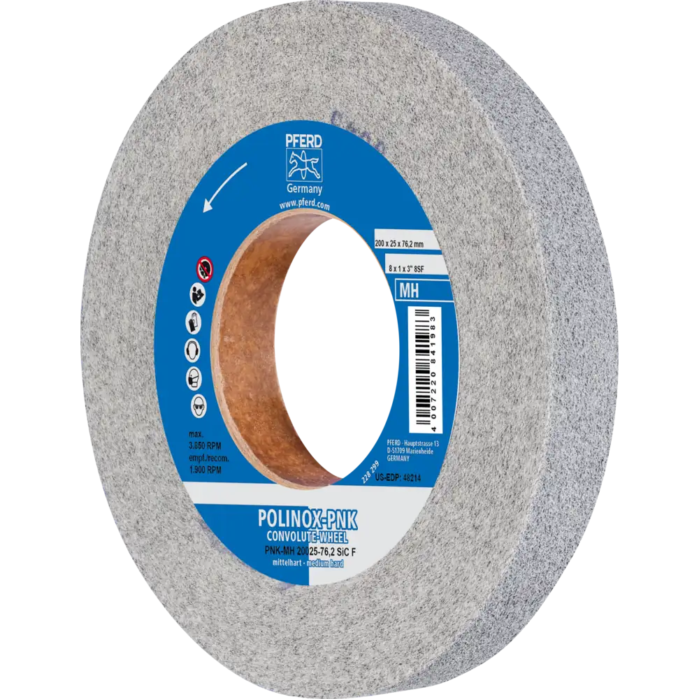 PFERD TOOLS POLINOX Gewickeltes Vlies-Rad PNK Mittehart SIC Fein für Finish