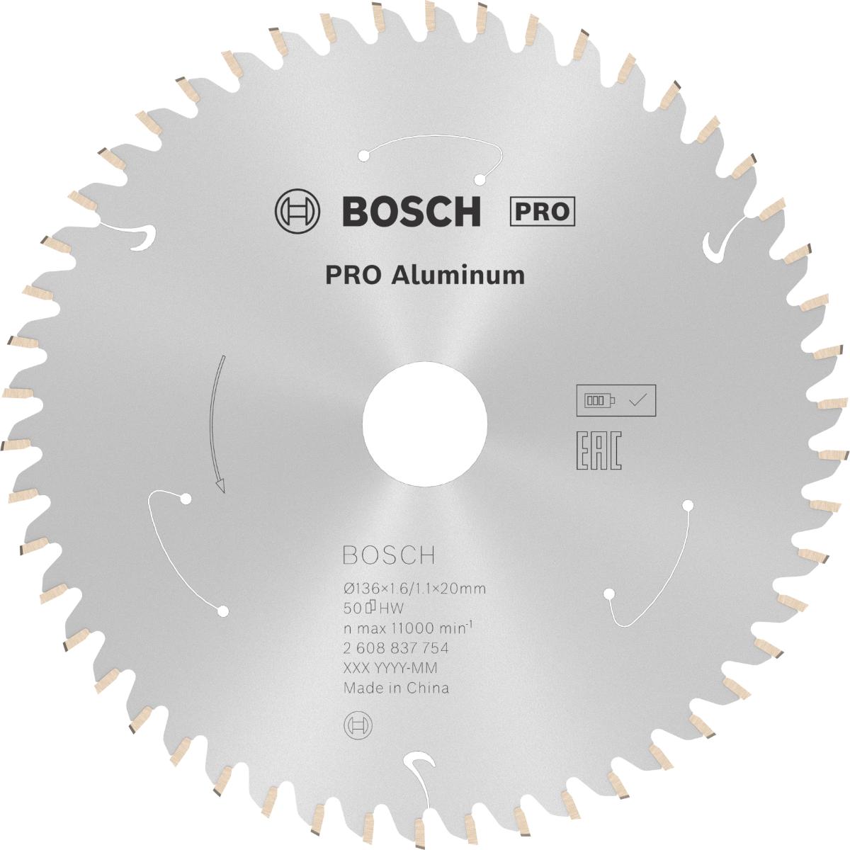 Bosch PRO Akku-Kreissägeblatt Standard for Aluminium 184 x 2/1,5 x 16, 56 Zähne