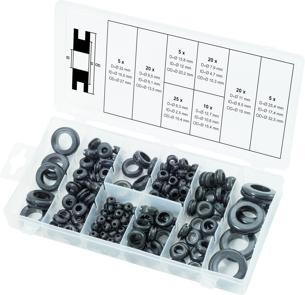 KS Tools Sortiment Gummi-Durchgangstüllen, 110-tlg