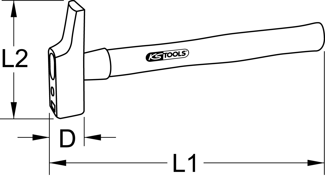 KS Tools Schreinerhammer, Hickory-Stiel, französische Form