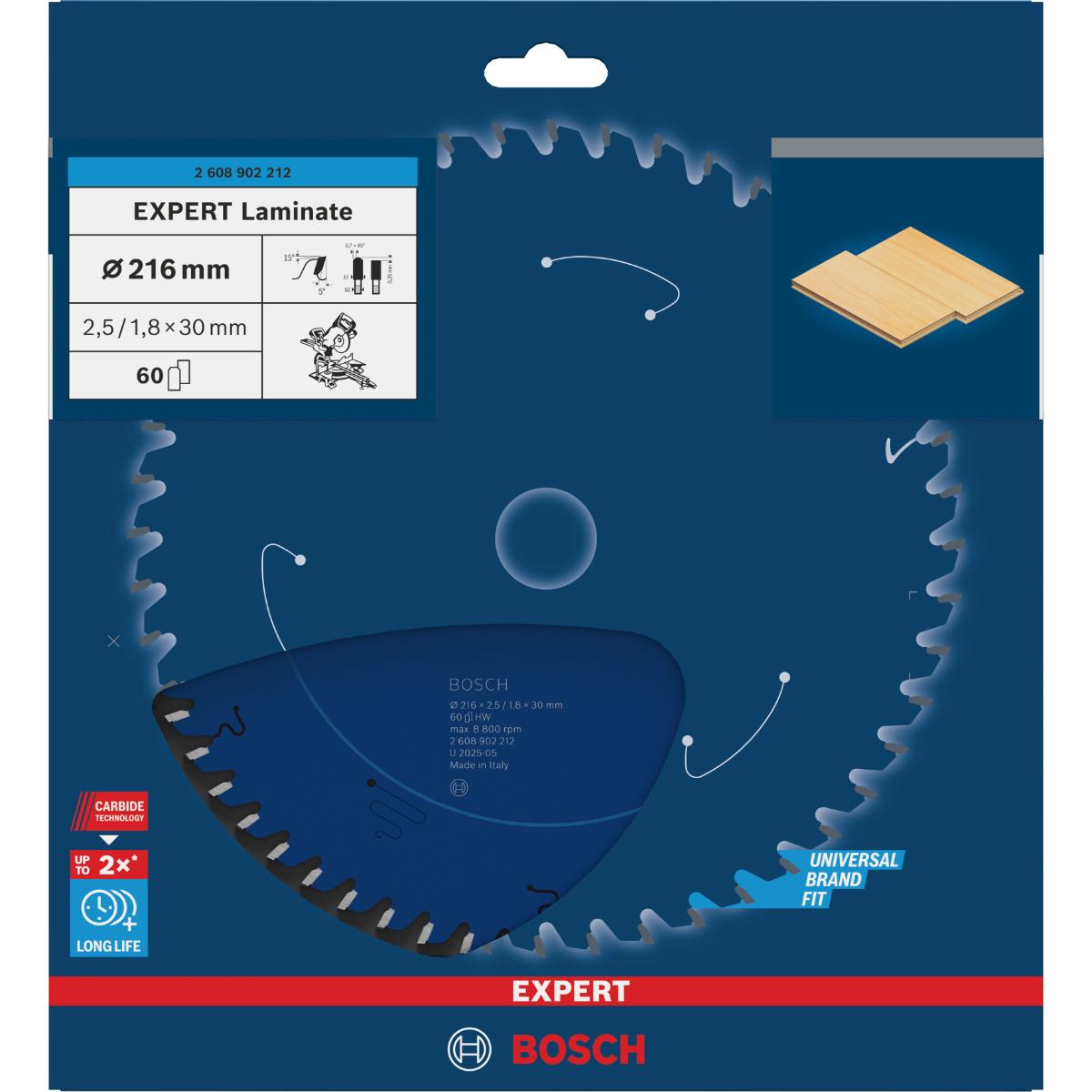 Bosch EXPERT Laminat Kreissägeblatt, 216x30 mm, Z60