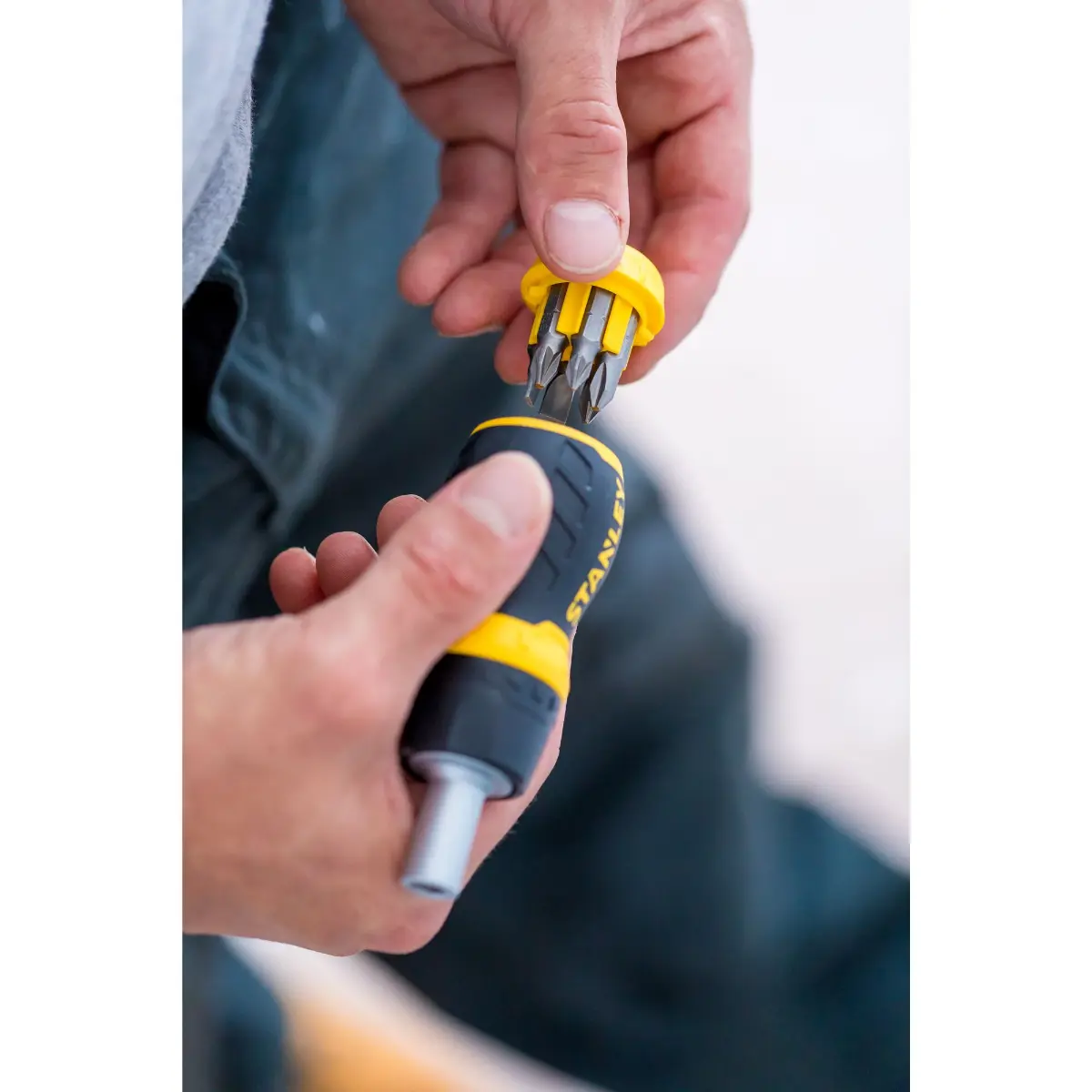 STANLEY Bit-Schraubendreher kurz 6 Bits Ratsche Schl. Phillips