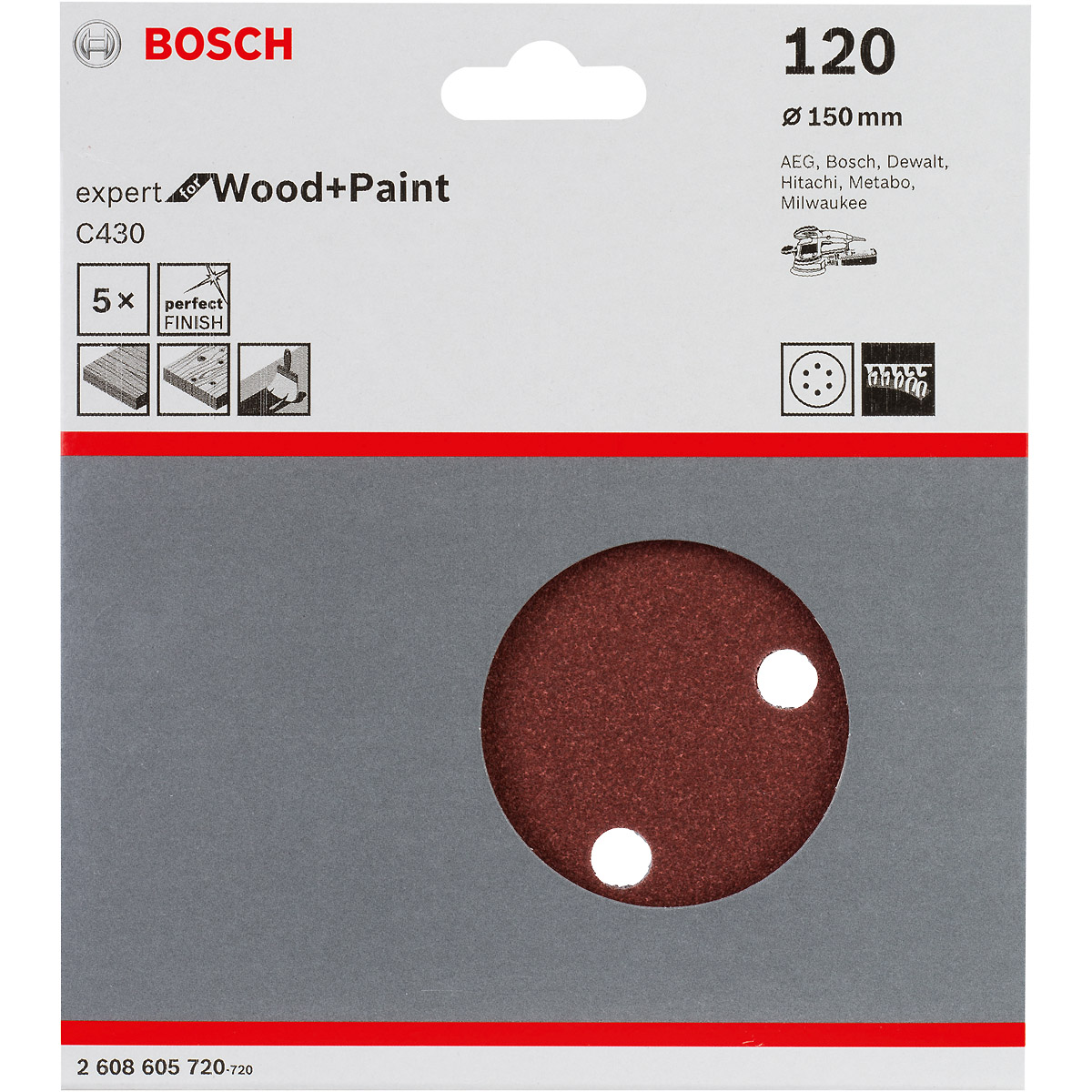 Bosch Schleifblatt C430 für Exzenterschleifer, Wand- und Deckenschleifer 