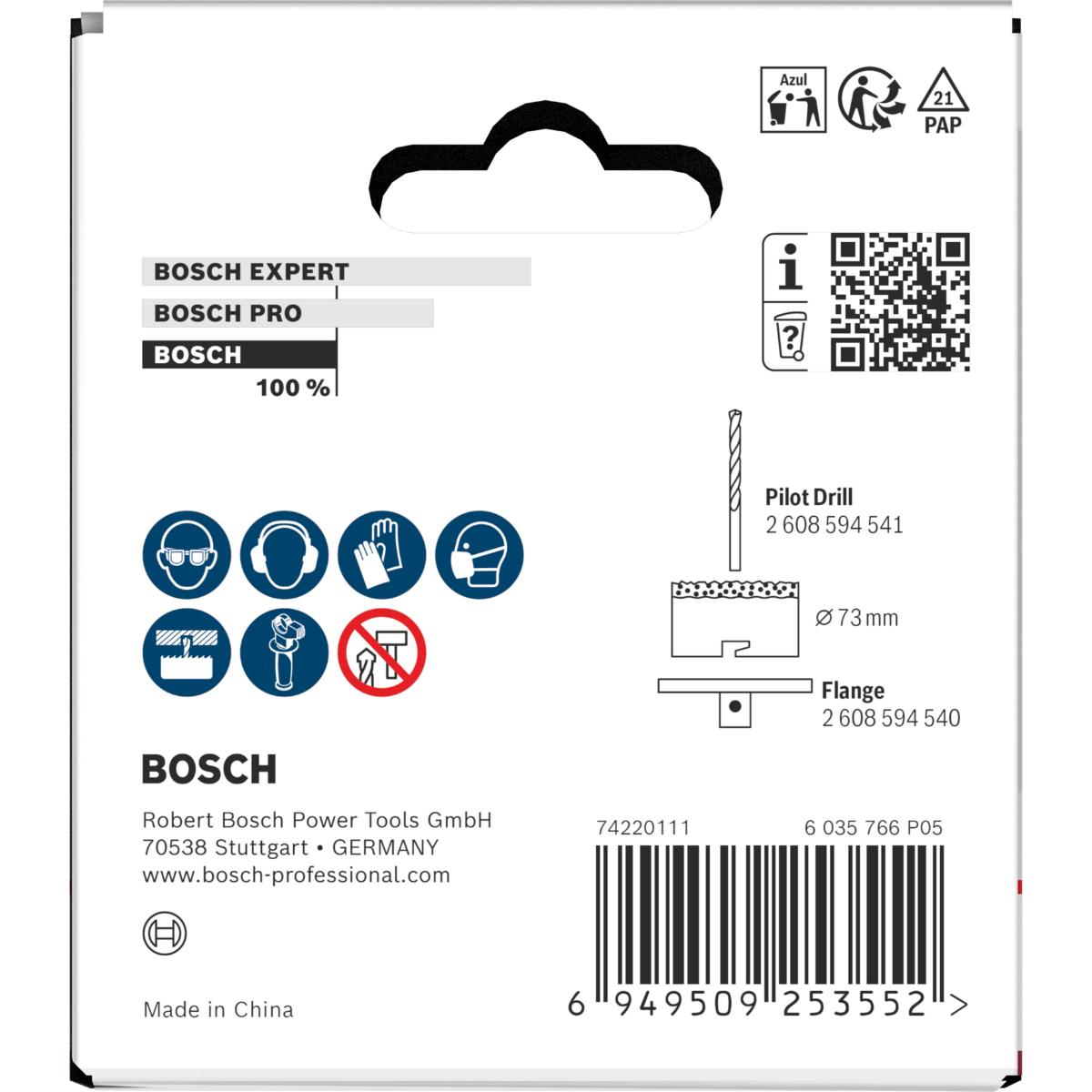 Bosch Brick and Soft Tile Lochsäge mit Aufsteckhalter, 73 x 60 mm