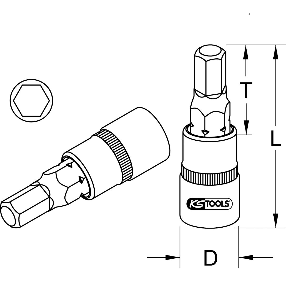 KS Tools 3/8" Bit-Stecknuss Innensechskant
