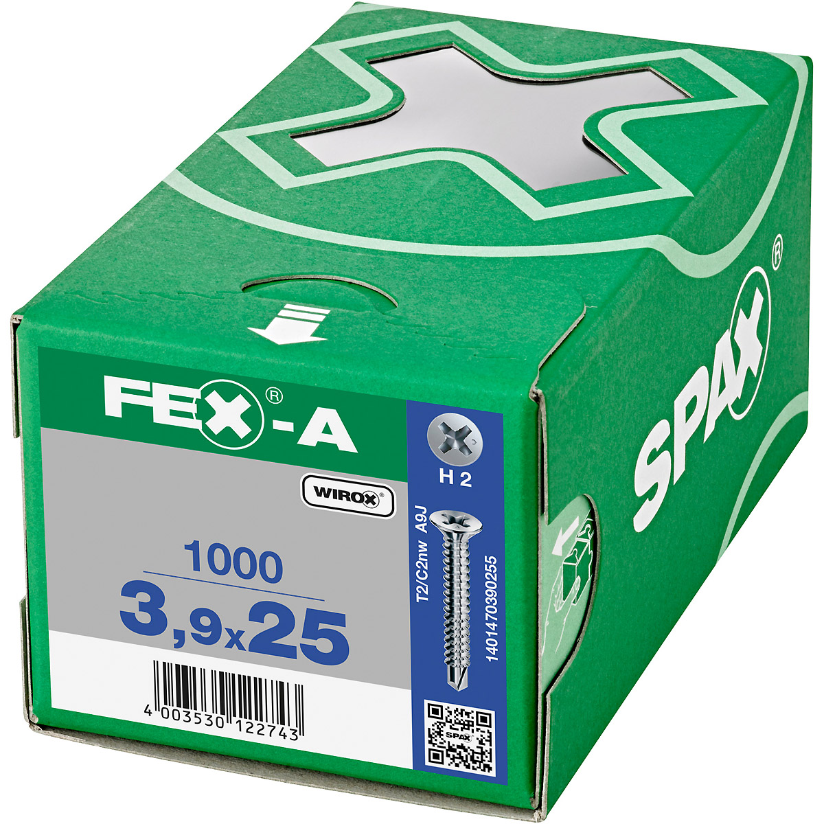 SPAX FEX-A Senkkopf Fräsrippen Kreuzschlitz H2 Bohrspitze WIROX, 1000 Stück